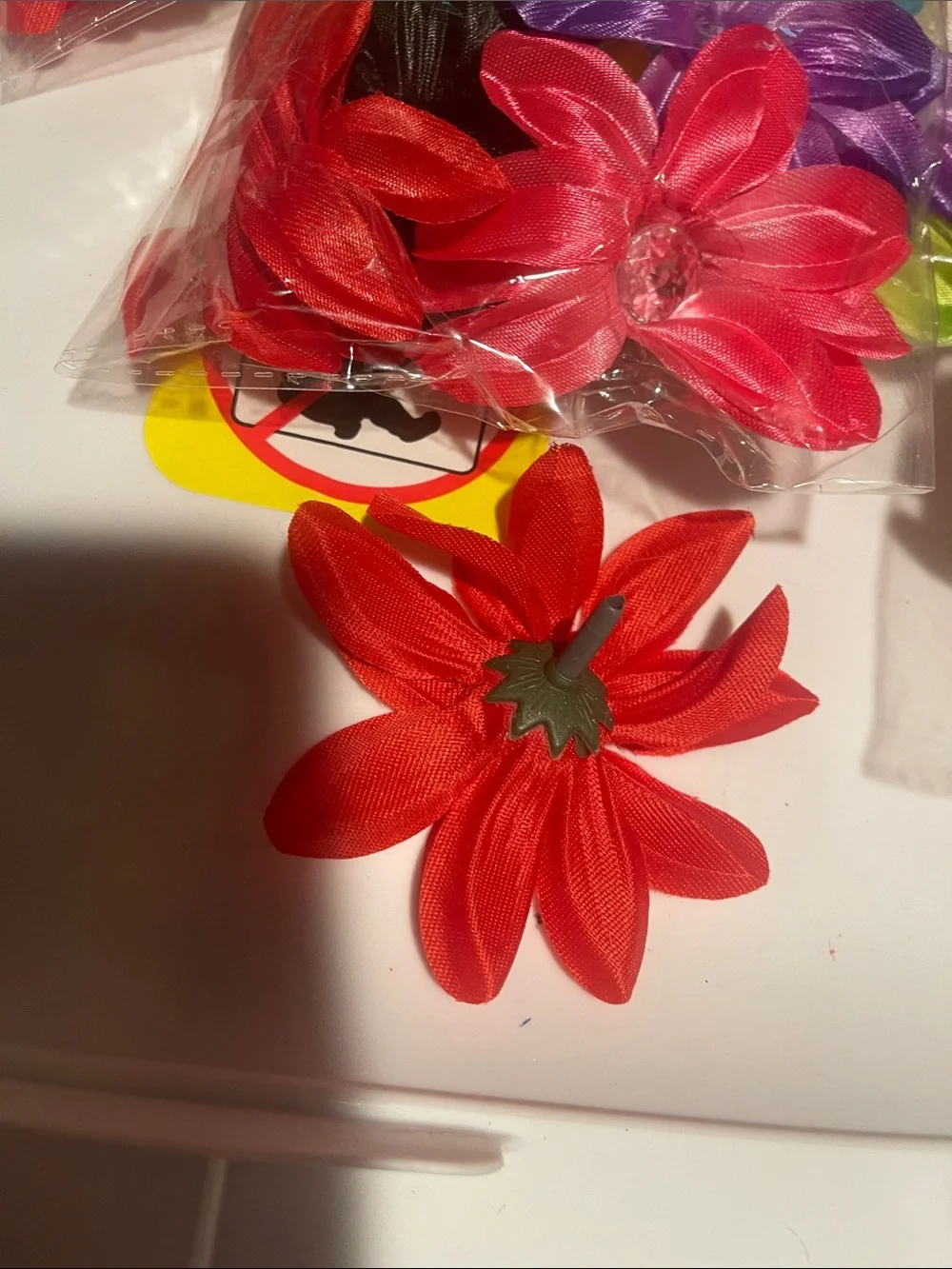 Colorful Flower craft heads lily with rhinestone Centers five dozen.